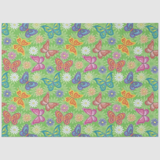 Papier Mousseline Papillon Floral naturel moderne de luxe (Recto)