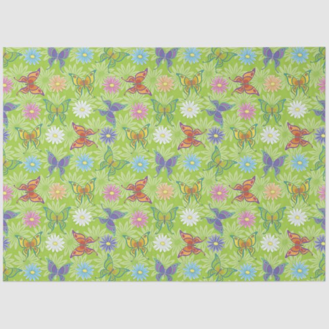 Papier Mousseline Papillon Floral naturel moderne de luxe (Recto)