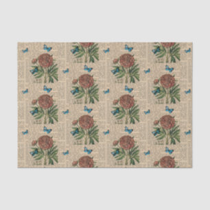 Papier Mousseline Papillon floral vintage