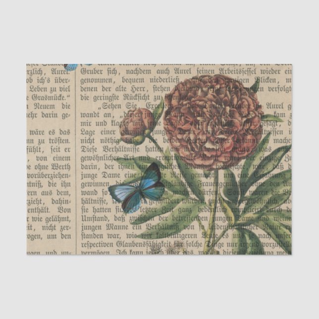Papier Mousseline Papillon floral vintage (Recto)