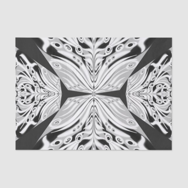 Papier Mousseline Papillon gris noir et blanc ailé Abstrait (Recto)