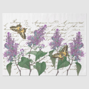 Papier Mousseline Papillon Lilac Swallowtail French Script Craft Ti
