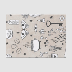 Papier Mousseline Papillon mystique chat bouteille feuilles étoile e