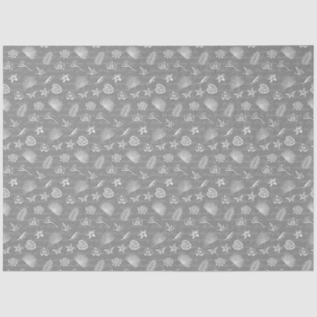 Papier Mousseline Papillon naturel moderne Tropical Silver (Recto)