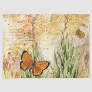 Papier Mousseline Papillon orange vintage