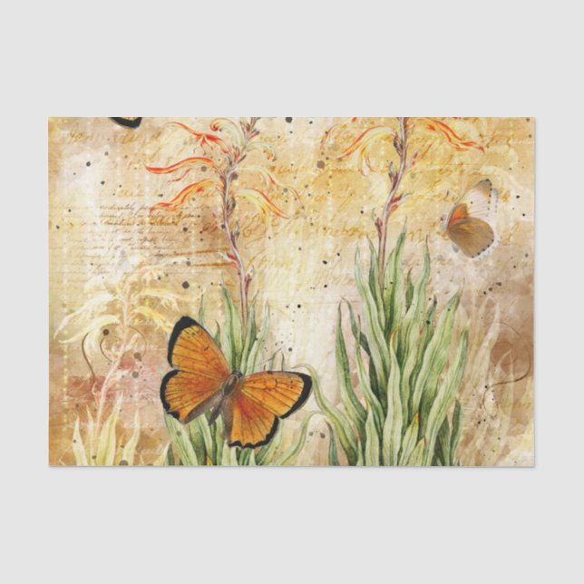 Papier Mousseline Papillon orange vintage (Recto)