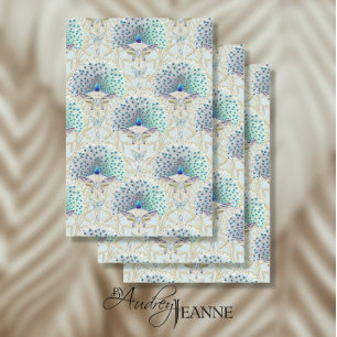 Papier Mousseline Papillon Peacock Art Nouveau Découpage bleu Lt