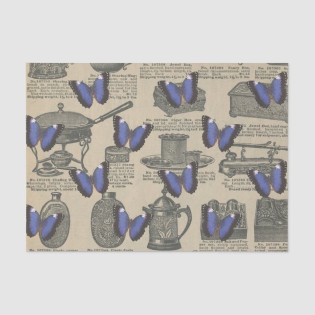 Papier Mousseline Papillon pourpre vintage (Recto)