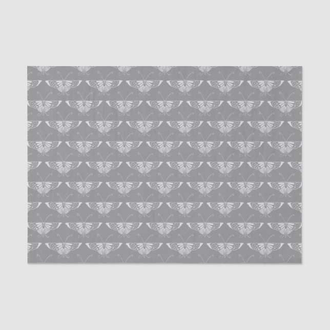 Papier Mousseline Papillon stylisé d'art déco, nuances de gris/de (Recto)