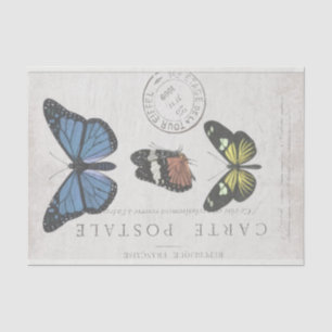 Papier Mousseline Papillon Vintage Carte Postale Découpage T