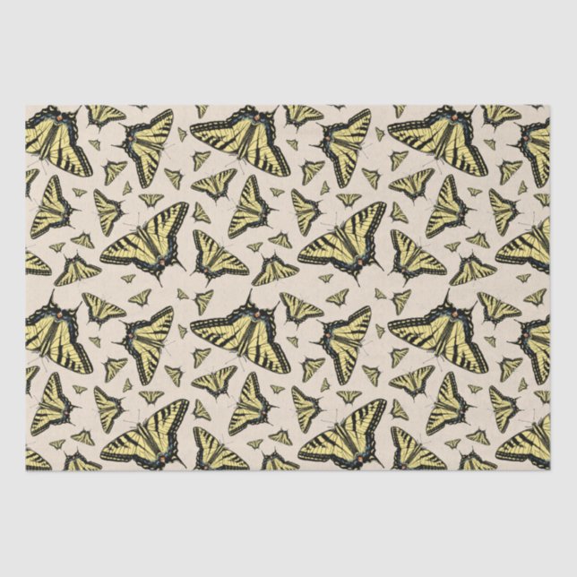 Papier Mousseline Papillons à queue jaune du sud-ouest partout (Recto)