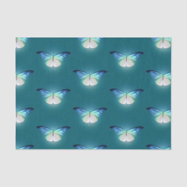 Papier Mousseline Papillons bleus et blancs (Recto)