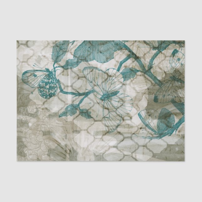 Papier Mousseline Papillons d'arabesque VI (Recto)