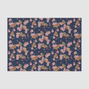 Papier Mousseline Papillons et Cherry Blossom Douches Dusky Blue
