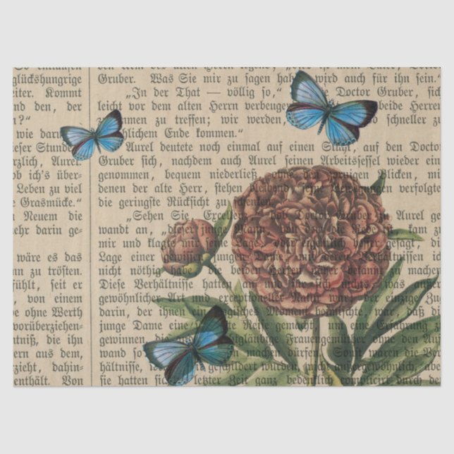 Papier Mousseline Papillons et coquelicots sur la page de dévoilemen (Recto)