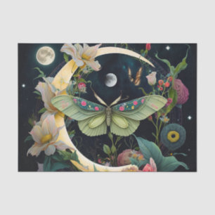 Papier Mousseline Papillons, Fleurs et la Lune