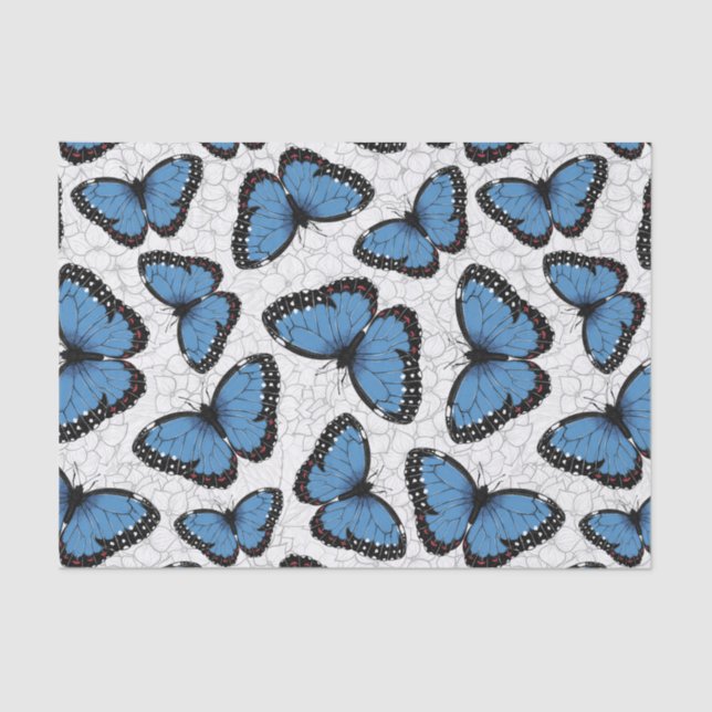 Papier Mousseline Papillons morpho bleu (Recto)