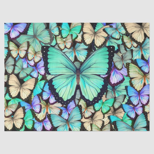 Papier Mousseline Papillons Pastel Collage Découpage (Recto)