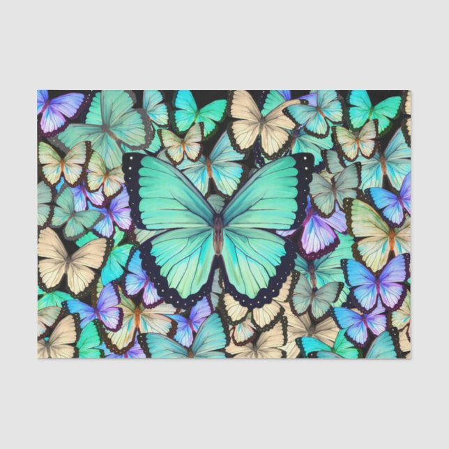Papier Mousseline Papillons Pastel Découpage (Recto)