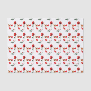 Papier Mousseline Papillons rouges à motifs floraux, Papillon