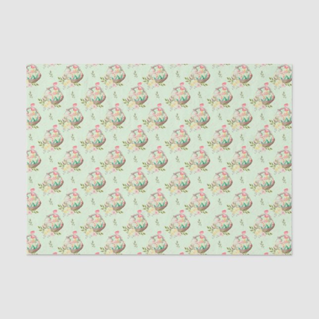Papier Mousseline Pâques paniers sur Arrière - plan vert clair (Recto)