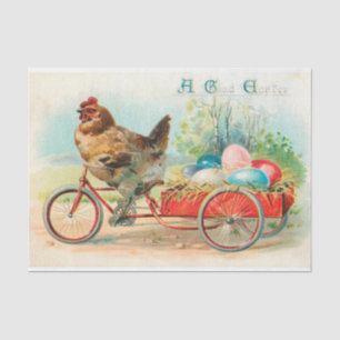 Papier Mousseline Pâques vintage Poulet à vélo Oeuf de Pâques