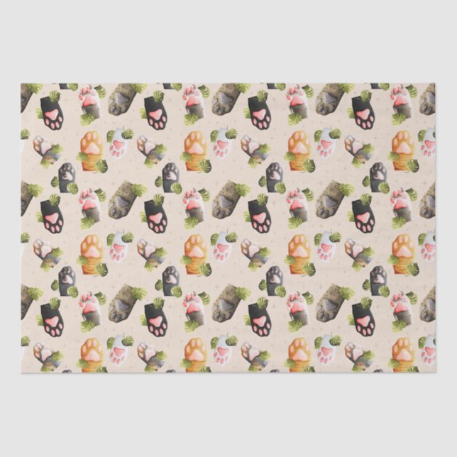 Papier Mousseline Paquets de chats mignons - Papier de tissus Motif  (Recto)