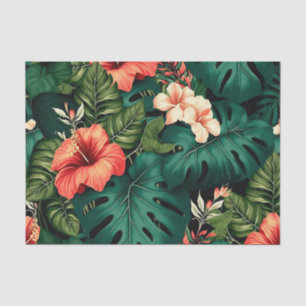 Papier Mousseline Paradis tropical coloré Hawaii Aloha Fleurs