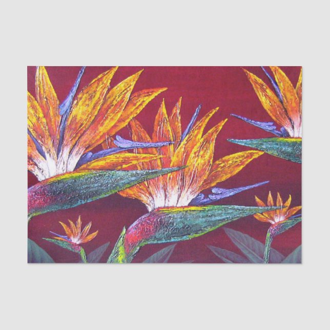 Papier Mousseline Paradis tropical floral Découpage rouge hawaïenne (Recto)