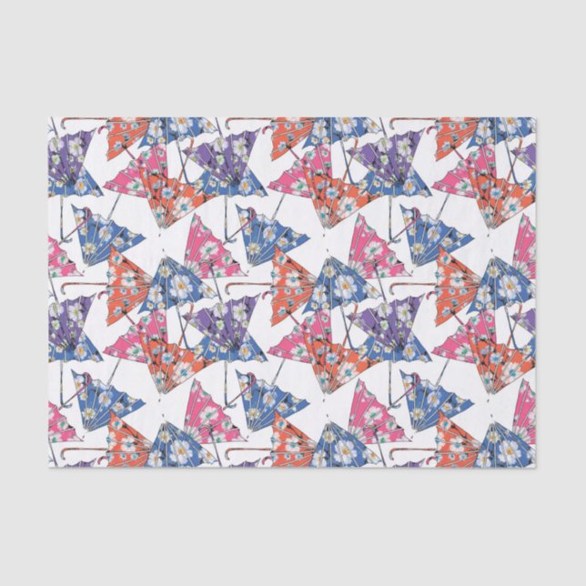 Papier Mousseline Parapluies multicolores Papier Tissu (Recto)