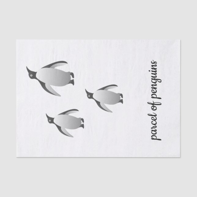 Papier Mousseline Parcelle de pingouins en noir et blanc  (Recto)