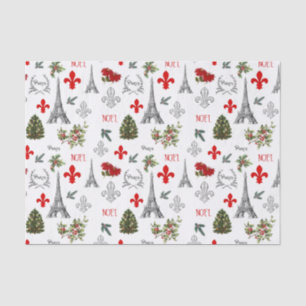 Papier Mousseline Paris Noël Tour Eiffel Livre blanc Tissu