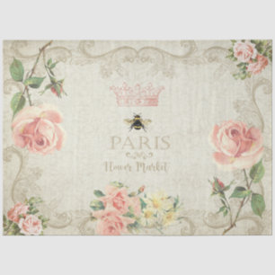 Papier Mousseline Paris Pêcher Roses Roses Roses Roses Découpage