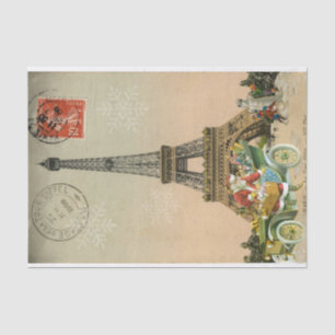 Papier Mousseline Paris Père Noël et Snowman Papier Tissu de Noël