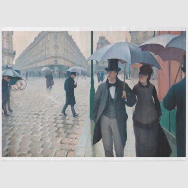 Papier Mousseline Paris Street Rainy Day Gustave Caillebotte (Recto)