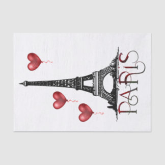 Papier Mousseline Paris, Tour Eiffel et Ballons du Coeur Rouge
