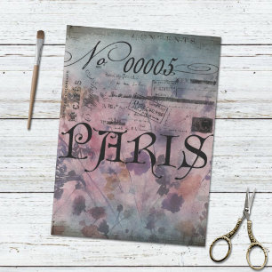 Papier Mousseline Paris Vintage Élégante Typographie Découpage flora