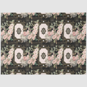 Papier Mousseline Paris Vintage Floral Black Gold Ephemera Découpage