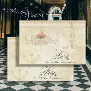 Papier Mousseline Paris Vintage Floral Script Ephémère Découpage Art