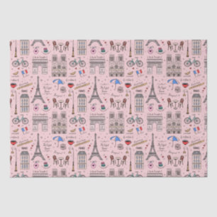 Papier Mousseline Paris Whimsical Doodles Rose