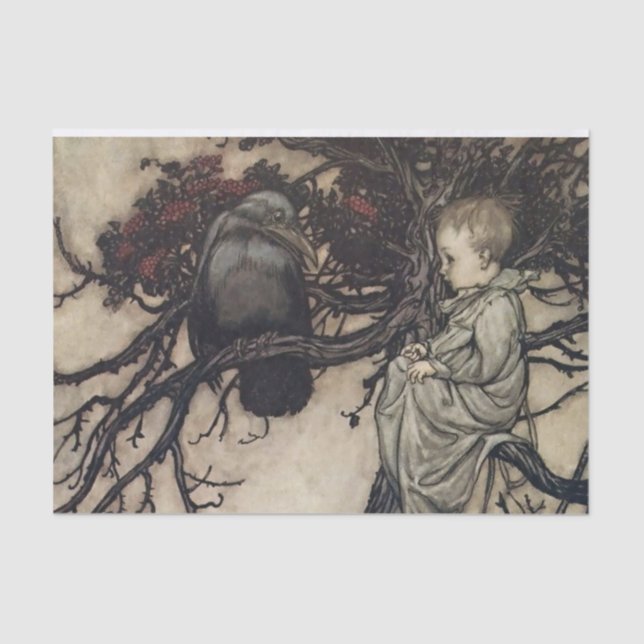 Papier Mousseline "Parler aux oiseaux" par Arthur Rackham (Recto)