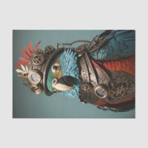 Papier Mousseline Parrot bleu vapeur Vintage unique
