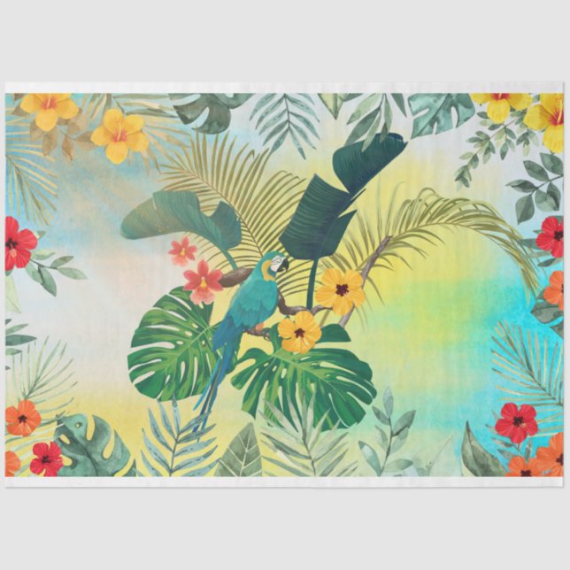 Papier Mousseline Parrot tropical Feuille Découpage/Tissu (Recto)