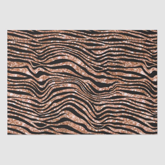 Papier Mousseline Parties scintillant Black Rose Gold Zebra (Recto)