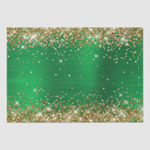 Papier Mousseline Parties scintillant d'or brillant vert Ombre Foil