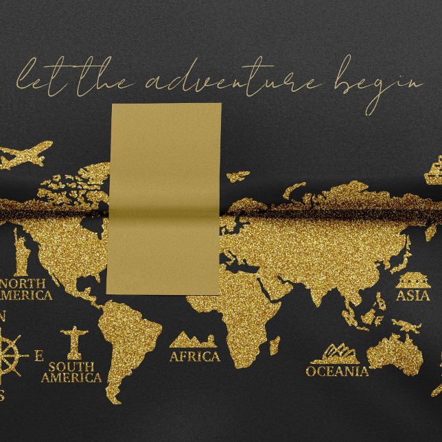 Papier Mousseline Parties scintillant d'or Carte du monde sur Black  (Créateur téléchargé)
