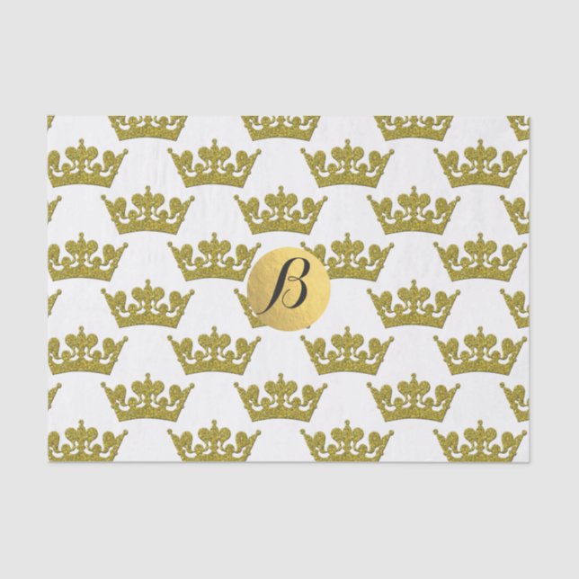 Papier Mousseline Parties scintillant d'or Couronnes Royal Monogramm (Recto)
