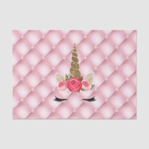 Papier Mousseline Parties scintillant d'or et rose Roses Unicorn fêt