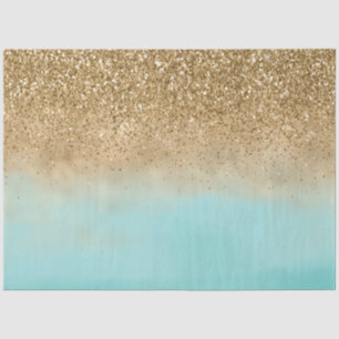 Papier Mousseline Parties scintillant d'or Girl Aqua Watercolor