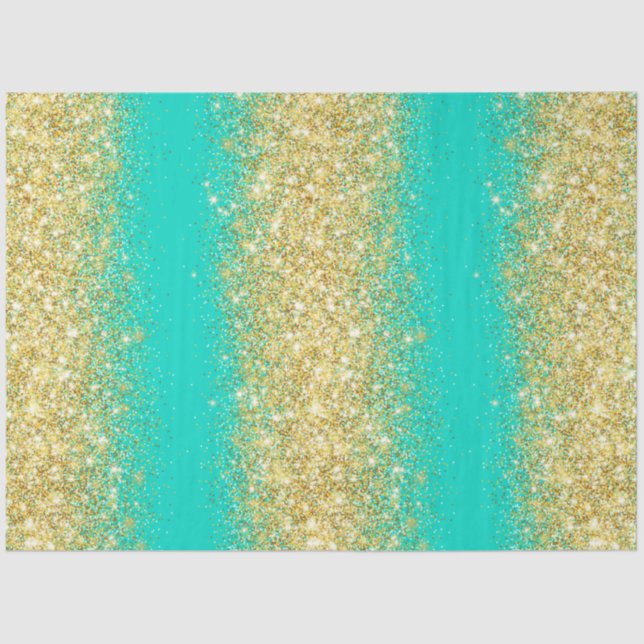 Papier Mousseline Parties scintillant d'or Turquoise de luxe (Recto)